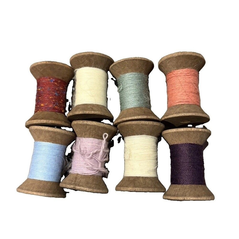 Lot Of 8 Antique Cotton Thread Spools Clark’s Various Colors